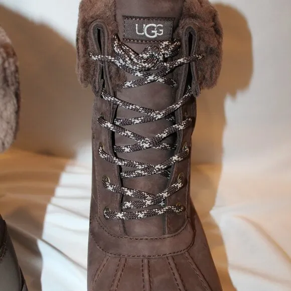 NIB UGG MEN'S BUTTE LOGO‎ LEATHER SUEDE SHEARLING LINED WINTER SNOW BOOTS