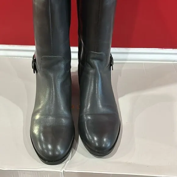 NIB Marc Fisher Dark gray Damsel Leather suede Riding Boots size 8.5