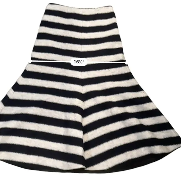 Nicholas Women’s Wool Striped Flare Skirt Navy &amp; Cream US 2