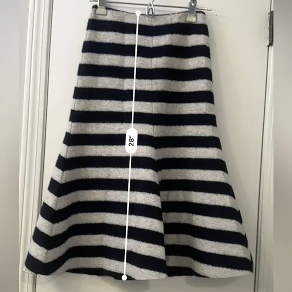 Nicholas Women’s Wool Striped Flare Skirt Navy &amp; Cream US 2