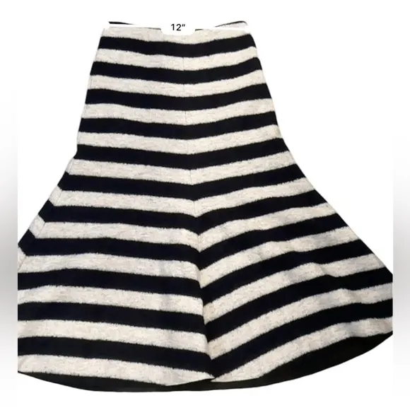 Nicholas Women’s Wool Striped Flare Skirt Navy &amp; Cream US 2