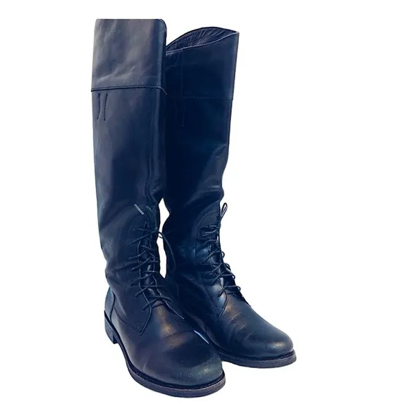 Nicole Black Tall Lace Up Riding Boots, 7M