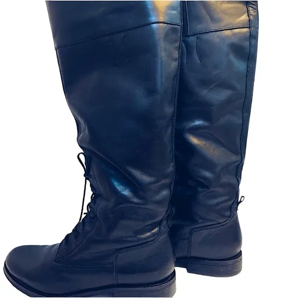 Nicole Black Tall Lace Up Riding Boots, 7M
