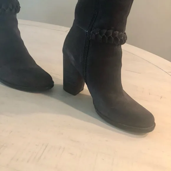 Nieman Marcus Gray Suede Boots