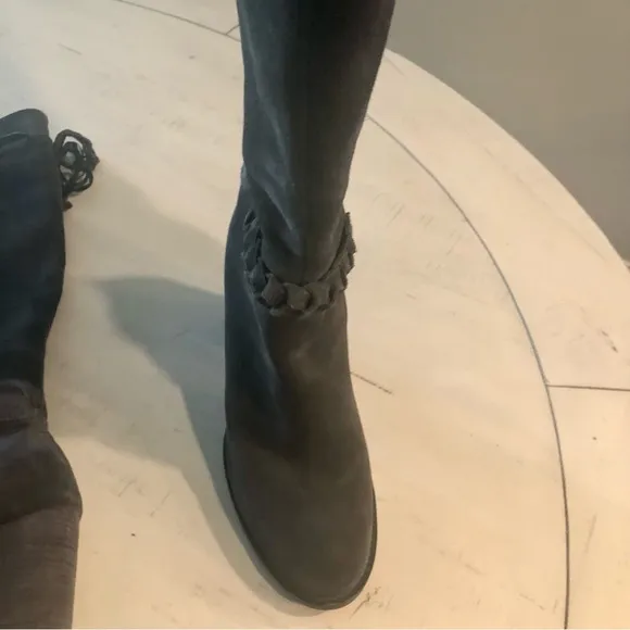 Nieman Marcus Gray Suede Boots