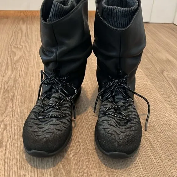 Nike Womens Roshe Two Hi Flyknit Slouch Leather Boots Size 10, Black Gray 861708