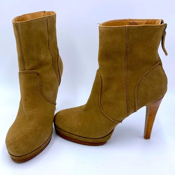 Nine West Aldren brown suede heeled Booties size 7 platform bootie boots