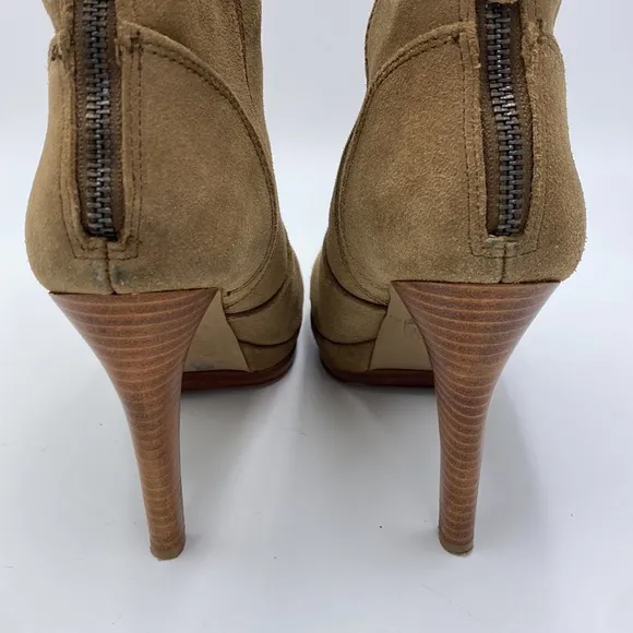 Nine West Aldren brown suede heeled Booties size 7 platform bootie boots