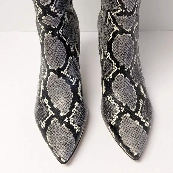 Nine West Fivera 3 Heeled Boots, Gray Multi Snake, Women's 9