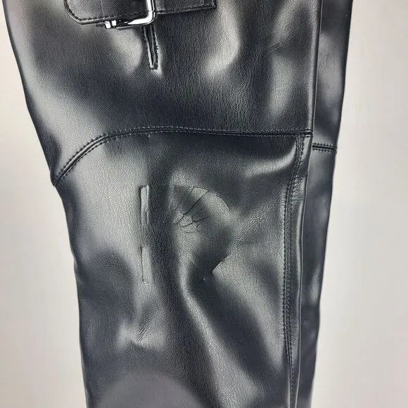 Nine West Over The Knee Buckle Faux Leather Women's Boots Black Size 8
