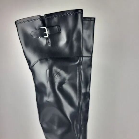 Nine West Over The Knee Buckle Faux Leather Women's Boots Black Size 8