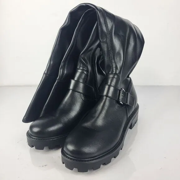 Nine West Over The Knee Buckle Faux Leather Women's Boots Black Size 8