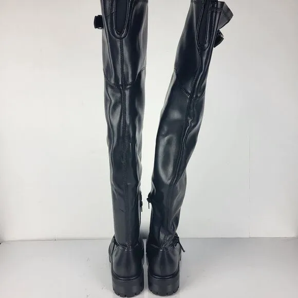 Nine West Over The Knee Buckle Faux Leather Women's Boots Black Size 8