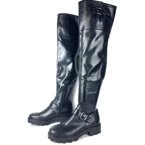 Nine West Over The Knee Buckle Faux Leather Women's Boots Black Size 8