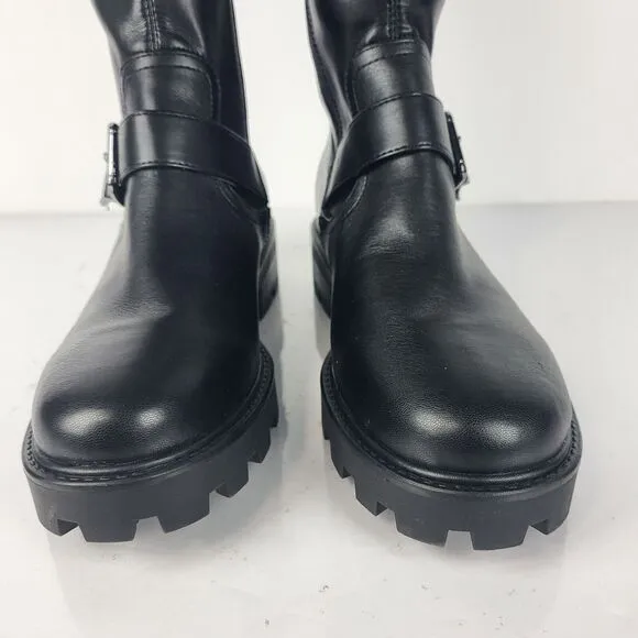Nine West Over The Knee Buckle Faux Leather Women's Boots Black Size 8