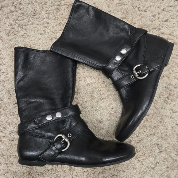 Nine west vintage america collection stylish Black Leather Boots size 7.5