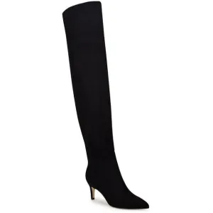 Nine West Womens Black Zipper Suede Knee-High Boots New