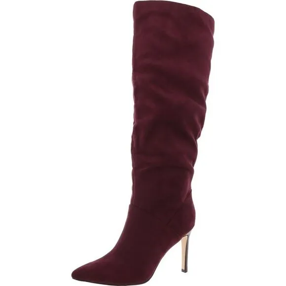 Nine West Womens Perino  Red Zipper Faux Suede Knee-High Boots New
