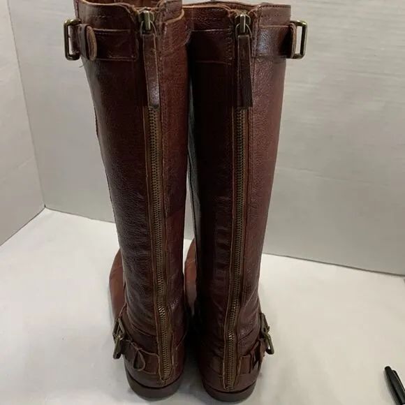 Nine West brown size 8 riding boots leather upper