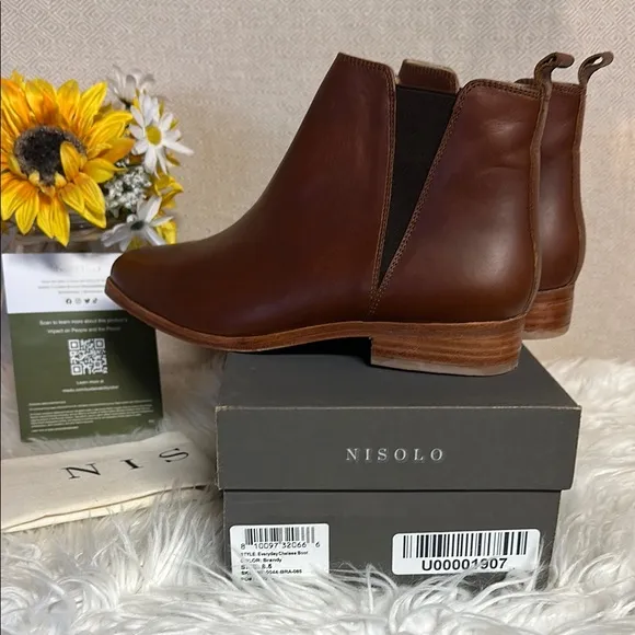 Nisolo Eva Everyday Chelsea Brown Leather Ankle Boots