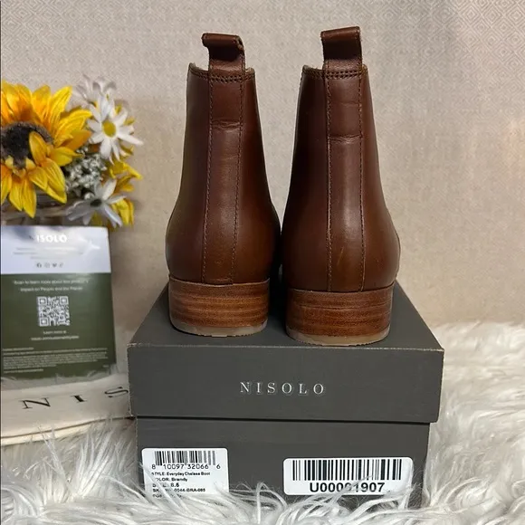 Nisolo Eva Everyday Chelsea Brown Leather Ankle Boots