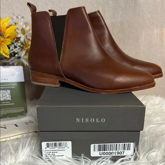 Nisolo Eva Everyday Chelsea Brown Leather Ankle Boots