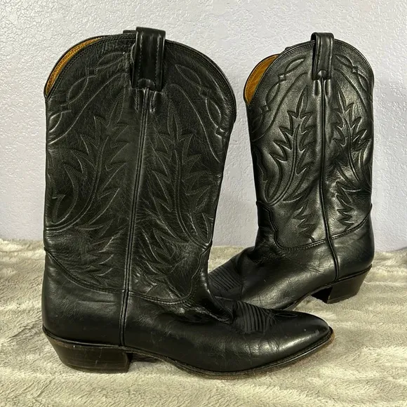 Nocona black Leather Western Cowboy Boots sz10.5 C