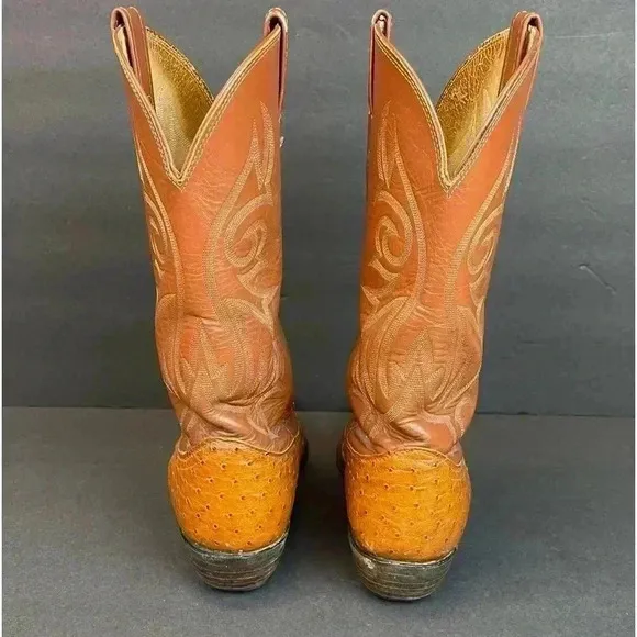 Nocona Boots Full Quill Ostrich Men’s Size 8.5D Leather Brown