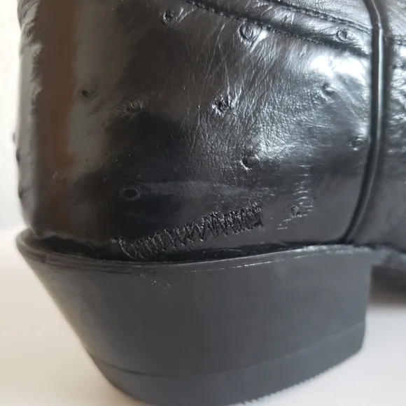 Nocona Western Cowboy Rancho Black Leather Stitch Flame Boots