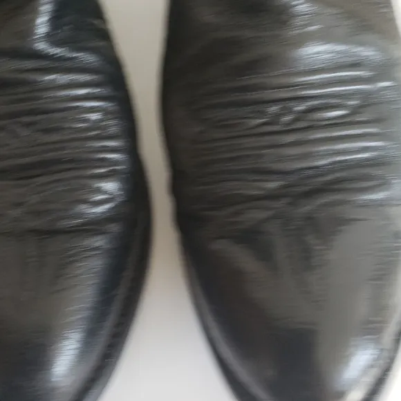 Nocona Western Cowboy Rancho Black Leather Stitch Flame Boots