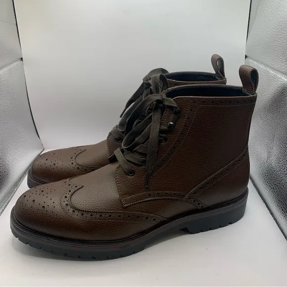 Nordstrom Rack Huxton Wingtip Brown Grain Leather Lace Up Boots US11.5M brown