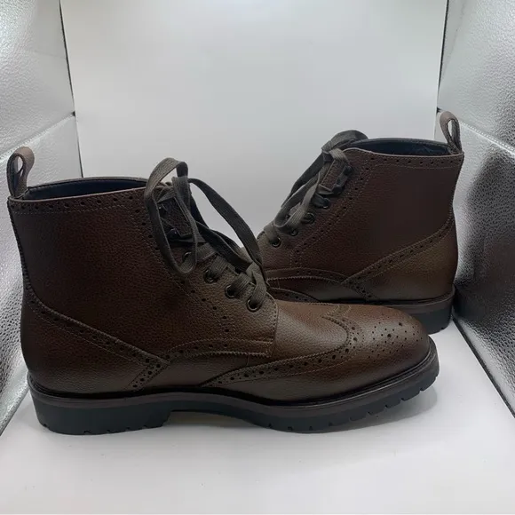 Nordstrom Rack Huxton Wingtip Brown Grain Leather Lace Up Boots US11.5M brown