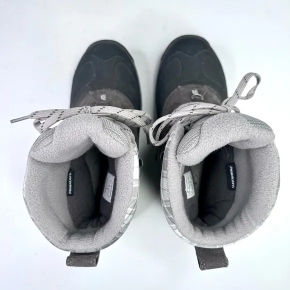 North Face Chilkat II women's snow boots grey suede black rubber primaloft 8.5