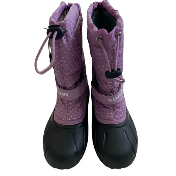NWB SOREL Kids Girl Flurry Print Insulated Winter Boots Violet Haze Youth Size 3