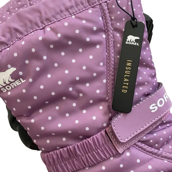 NWB SOREL Kids Girl Flurry Print Insulated Winter Boots Violet Haze Youth Size 3