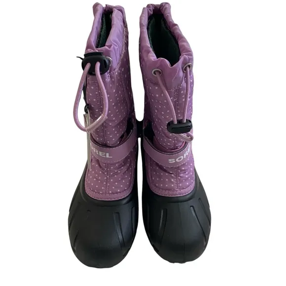 NWB SOREL Kids Girl Flurry Print Insulated Winter Boots Violet Haze Youth Size 3
