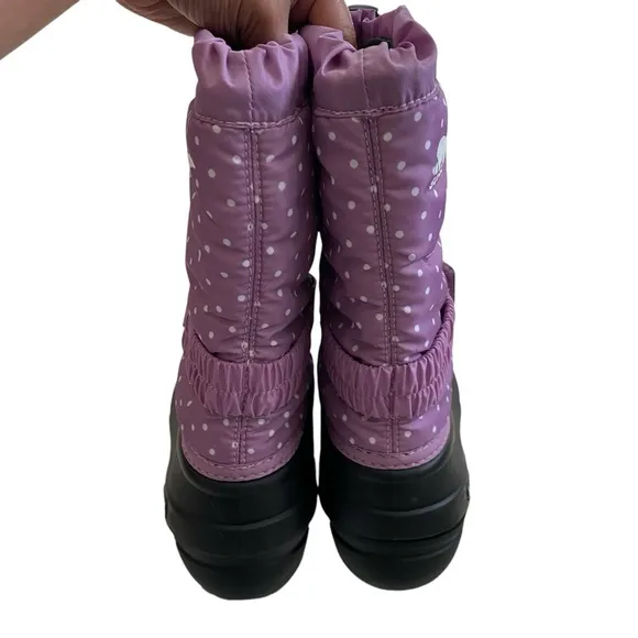 NWB SOREL Kids Girl Flurry Print Insulated Winter Boots Violet Haze Youth Size 3