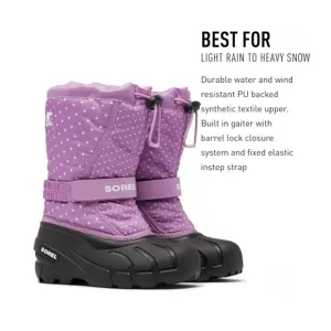 NWB SOREL Kids Girl Flurry Print Insulated Winter Boots Violet Haze Youth Size 3
