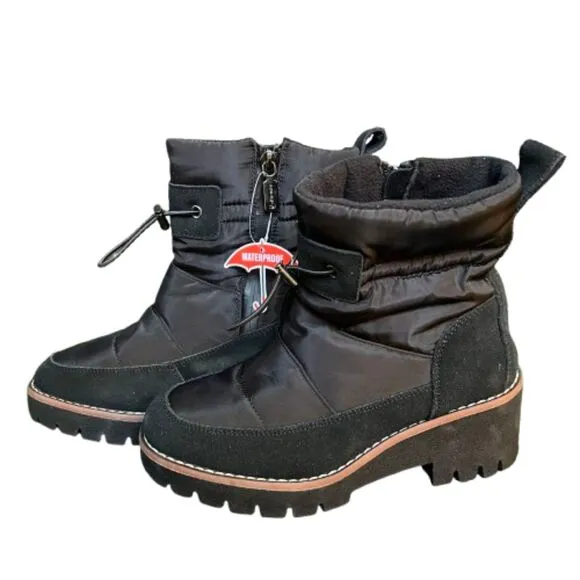 NWOB Blondo Darci Puffer Waterproof Black Ankle Boots Size 5.5M