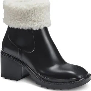 NWOB INC Womens Eadin Faux Leather/Faux Fur Sherpa Trim Rain Boots Womens Size 8