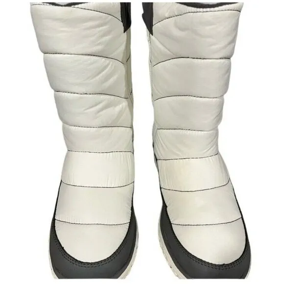 NWOB LL Bean Women's White Nylon Ultralight Quilted Insulated Tall Zip Boots 8.5
