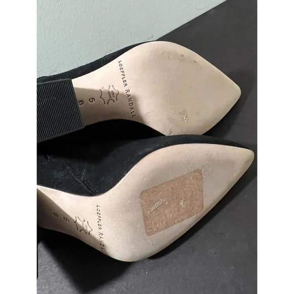 NWOB LOEFFLER RANDALL ISLA BLACK Suede SLIM Ankle Booties/Boots 35/US 5 B $450