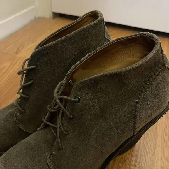 NWOB Rag &amp; Bone Odval lace up green suede wedge ankle boots size 38 US 8