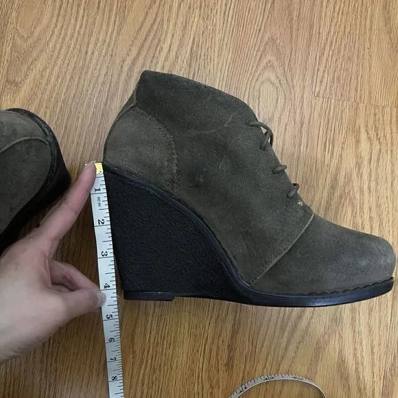 NWOB Rag &amp; Bone Odval lace up green suede wedge ankle boots size 38 US 8