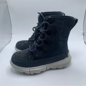 NWOB Sorel Kids Explorer Cozy toddler blue &amp; grey snow boots size 9 NEW