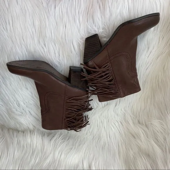 NWOB! Sam Edelman Louie brown fringe booties 6.5