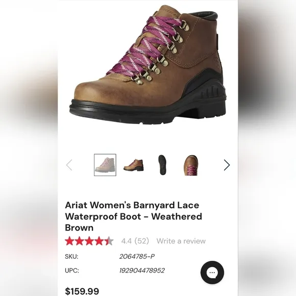 NWOT Ariat women's sz 7 leather booties.  Store display. Never worn outside