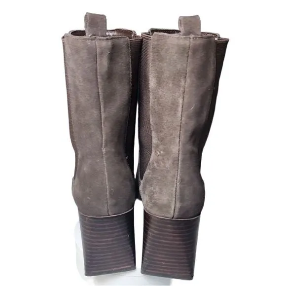 NWOT- Blondo- Selena Waterproof Suede Square Toe Block Heel Boots Brown,  9.5M
