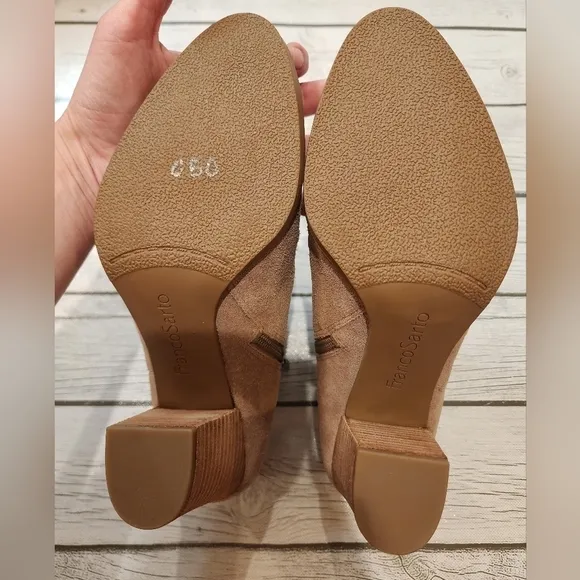 Nwot  Franco Sarto Dimona Woven Suede Ankle Shooties Booties in Camel Size 9