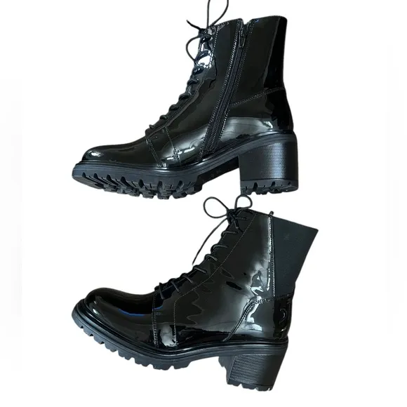 NWOT Geox Black Patent Leather Damiana Boots – Sz 10